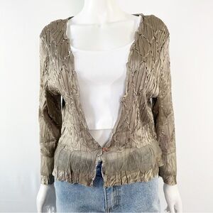 Kamarov Dress Brown Crinkle Top Size XL Casual Classic Boho Lagenlook Artsy